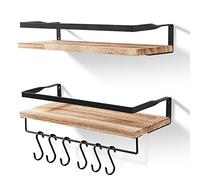 himaly Set di 2 mensole galleggianti da parete, rustiche, in legno, decorative, per bagno, camera da letto, soggiorno, cucina