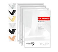 HIMEETIME® 4x Cornice A4 21x30 cm | Cornice in metallo argento | Cornice per documenti 21x29,7 cm Grande Collage | Cornice in metallo Cornice in alluminio | Cornice A4
