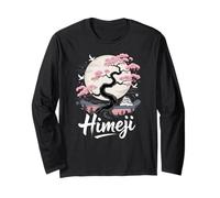 Himeji Sakura Luna Scena Giapponese Paesaggio Maglia a Manica