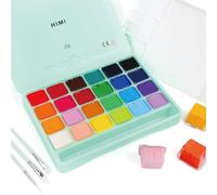 HIMI Gouache Set 24 Colori 30 ml Kit di Pittura a Guazzo con Pennelli Non Tossici Unico di Tazza di Gelatina Portatile Colori Gouache con Tavolozza per Artisti Studente