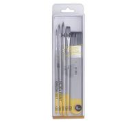 HIMI Set di 5 pennelli per acquerelli, include 3 pennelli rotondi, 1 pennello piatto e largo, grigio, pennelli per principianti, pittura acrilica, pittura a guazzo, miscela morbida, tratti in