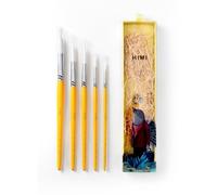 HIMI Set di 5 pennelli per pittura a guazzo, per olio acrilico, acquerello, viso e corpo, pittura a guazzo, idea regalo per hobbista, bambini e adulti (giallo, acquerello)