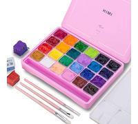 HIMI Set di Pittura a Guazzo, 24 colori x 30 ml/1 oz con 3 pennelli e una tavolozza, design unico della tazza di gelatina, non tossico, gouache - perfetto per principianti e studenti (rosa)