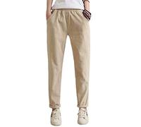 Himifashion Pantaloni da donna per il tempo libero, per autunno e inverno, in velluto a coste, cachi, L