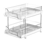 Himilucky Organizer e portaoggetti a 2 ripiani, portaoggetti scorrevole multiuso, organizer per dispensa da cucina, organizer estraibile per riporre spezie da cucina, bagno, cura della pelle (bianco)
