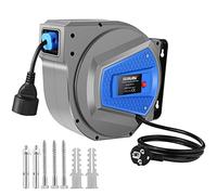 Himimi Avvolgicavo automatico Bobine per cavo 15m + 1m cavo prolunga elettrica 1500W ~ 3000W, cavo elettrico a parete 180 ° lateralmente