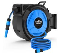 Himimi Avvolgitubo da Giardino Retrattile da Parete 30 m + 2 m, 1/2", Avvolgitubo Automatico con Rientro Lento, Blocco a Qualsiasi Lunghezza, Supporto Girevole 180°, Resistente ai Raggi UV e al Gelo