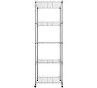 Himimi Scaffale a 5 Ripiani in Filo Metallico su Ruote, Mobile da Cucina, Espositore Regolabile in Altezza per Cucina Domestica L23,2 x W13,8 x H72inch, Cromato