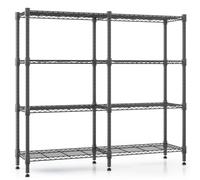 Himimi Scaffali di Stoccaggio a 4 Livelli Scaffale in Filo Metallico per Stoccaggio Scaffale Regolabile in Altezza Pesante per Garage Scaffali per Dispensa Organizer da Cucina, 152 * 35 * 152cm Nero