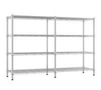 Himimi Scaffali di Stoccaggio a 4 Livelli Scaffale Pesante per Garage Scaffale in Filo Regolabile in Altezza Scaffale in Metallo per Stoccaggio Scaffali per Dispensa, 180L*45P*152Hcm Argento