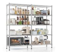 Himimi Scaffali di Stoccaggio a 5 Livelli Scaffale in Metallo per Stoccaggio Scaffale in Filo Regolabile in Altezza Scaffale Pesante per Garage Scaffali per Dispensa, 152L*35P*183Hcm Argento