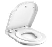Himimi Sedile WC con abbassamento automatico, funzione Quick Release per un facile montaggio e pulizia, per famiglie a forma di D, con seggiolino per bambini, portata fino a 170 kg, in polipropilene