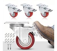 Himimi Set di 4 Ruote per Carrelli da 75mm con Doppio Freno - Silenziose e Resistenti - Capacità di Supporto fino a 400 kg - Inclusi Viti e Chiave - Ruote di Alta Qualità per Mobili e Carrelli, Rosa