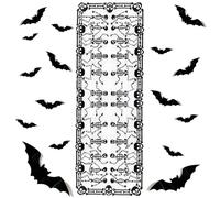 Himissy Tovaglia Halloween, Tovaglia Ragnatela Halloween, Set Runner da Tavola Halloween con 16 Pipistrelli, Halloween Tovaglie, Tovaglia da Brividi per Decorazioni Tavola Feste