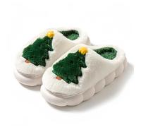 HIMKI Pantofole da donna e uomo, per Natale, invernali, calde, in peluche, antiscivolo, comode, per interni ed esterni, morbide, regalo di Natale per la vostra famiglia, Bianco 40 41, 36/37 EU