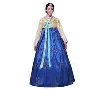 HIMKSRE Abito Tradizionale Coreano Da Donna Hanbok Abito Da Ballo Nuziale Coreano Orientale Dae Jang Geum for Il Palcoscenico(Blue,XL)