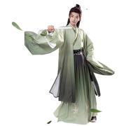 HIMKSRE Costume tradizionale da fata cinese Hanfu da uomo, stile dinastia Song, con colletto a croce e patchwork, stile Wei Jin, abiti da cosplay.(Full set green,M)