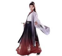 HIMKSRE Costume tradizionale da fata cinese Hanfu da uomo, stile dinastia Song, con colletto a croce e patchwork, stile Wei Jin, abiti da cosplay.(Full set red,M)