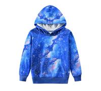 HIMKSRE Felpa con Cappuccio for Bambini, Stampa 3D, Manica Lunga, Pullover, Felpa con Cappuccio Gialla, Fulmine e Tuono, con Tasca, 3-4 Anni(Galaxy,120)