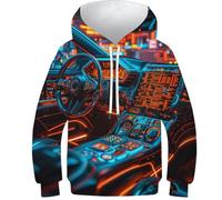 HIMKSRE Felpa con Cappuccio Future Cars con Stampa 3D for Ragazzi e Ragazze, Pullover, Felpe con Cappuccio e Tasche(Style-10,140)