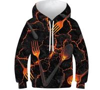 HIMKSRE Felpe con Cappuccio e Stampa 3D for Ragazzi e Ragazze, con Motivo Animali, Casual, a Maniche Lunghe, con Stampa Leopardata e Tasca, Taglia 13-15 Anni(Lava,110)