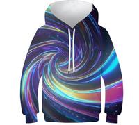 HIMKSRE Felpe con Cappuccio e Stampa 3D for Ragazzi e Ragazze, con Motivo Animali, Casual, a Maniche Lunghe, con Stampa Leopardata e Tasca, Taglia 13-15 Anni(Flame,110)