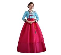 HIMKSRE Hanbok for le donne Costume tradizionale coreano Minoranza Palazzo Performance Abiti da corte Fiore Abito da ballo for festa di nozze di Capodanno(Blue,M)