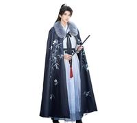 HIMKSRE Mantella in velluto spesso autunno e inverno, stile Hanfu, originale, for uomo, tradizionale cinese(Black)