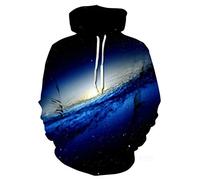 Himlaya Unisex Felpe con Cappuccio Divertente Stampato di Universo Galassia 3D Uomo Donna Maniche Lunghe Hoodies Pullover Casual Streetwear con Tasca per Abiti Autunno Inverno (Azzurro,XL)