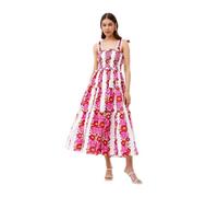 Himllauen Abito Donna Estivo Senza Maniche Boho Estate Vestito Tie Up Elegante Stampa Fiori Casual Lungo Vestito per Partito Streetwear (Rosso A, S)