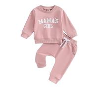 Himllauen Vestiti per Bambina Felpa Manica Lunga+ Pantaloni Due Pezzi Completini Bimba Daddy's Girl Set di Tuta Carina per Bambine (Mama's Girl Rosa, 0-6 mesi)