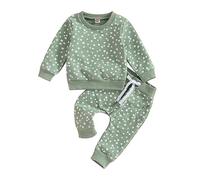 Himllauen Vestiti per Bambina Felpa Manica Lunga+ Pantaloni Due Pezzi Completini Bimba Daddy's Girl Set di Tuta Carina per Bambine (D Verde, 6-12 mesi)