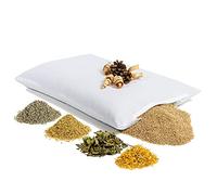 HIMMELGRÜN Cuscino di pino cembro con erbe calme - Cuscino di miglio biologico con erbe che favoriscono il sonno, fatto a mano, 40 x 60 cm, bianco con zip (miglio, erbe calme e cembro (bianco))