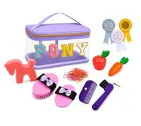 HIMMELSKRAFT® Accessori Hobby Horse per Cavalli con Bastone - Kit Pulizia Cavallo Bambini con Spazzole, Nettapiedi, Pettine & Borsa - Hobby Horsing Giocattolo Educativo