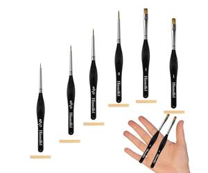 Himmlfel Pennelli Miniature,6 Fine pennelli per pittura con manico corto per warhammer,Miniatura,Modellismo,Figurina,Citadel,Tamiya (Nero, Maniglia a triangolo)