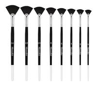 Himmlfel pennello a ventaglio, set di 8 pennelli a ventaglio in nylon per acrilico, acquerello, guazzo, pittura a olio, pennelli artistici per sfumature, texture, paesaggi, ritratti, lavori fai da te