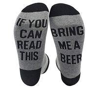 Himozoo - Calzini da whisky in cotone con scritta "If You Can Read This Bring Me Birra", perfetti come regalo di compleanno o divertente idea regalo (grigio portami a birra)
