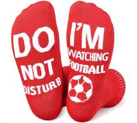Himozoo Calzini divertenti, con scritta in lingua inglese "Do Not Disturb I'm Watching Football", per uomini e donne, regalo di Natale, compleanno del papà, novità regalo per marito fidanzato, Calcio