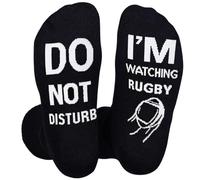 Himozoo - Calzini "Do Not Disturb I'm Watching Rugby", divertenti calzini in cotone per uomo e donna, amanti del rugby, regalo, calzini a metà polpaccio taglia 9-12, M-4XL