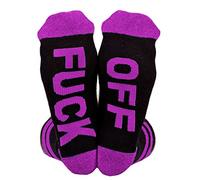 Himozoo Calzini unisex Fuck Off, divertenti calzini casual in cotone a coste a metà equipaggio, idea regalo per donne e uomini, Viola, Taglia unica