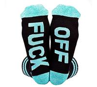 Himozoo Calzini unisex FUCK OFF divertenti casual in cotone a coste calzini metà equipaggio novità regali per donne uomini, Blu, Taglia unica