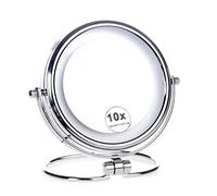 HIMRY 18cm LED Illuminato Specchio Pieghevole da Trucco, Ingranditori 5X, Funzionamento a Batteria, 7 Pollici Specchio da Tavolo con Piedistallo, Specchio Bagno per Rasatura, KXD3137-5x