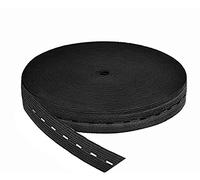 HIMRY KX_TKB5091-Black Forato, Nastro da Cucito Piatto Elastico, Poliestere, Nero, 30m x 20mm Lochgummi, 30 unità