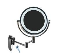 HIMRY LED 8.5 Pollici Specchio a Parete, 21,5cm Doppio Facciate LED Illuminato Specchio Muro, con Spina EU (Tipo F), Design Pieghevole, Vera Metallo Cromato, Ingrandimento 5X, KXD3129-5x