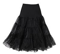 HIMRY Sottogonna 3 Strati, Lunghezza al Ginocchio, Crinolina Sottoveste, per Vestito Abito da Sposa, Taglia N (Normale), Adatto per Taglia XS, S, M, L, XL, XXL, Nero, KXB-0007 Black