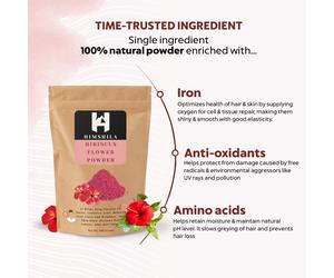 Himshila Nature Hibiscus Flower Powder per impacco viso e maschera per capell...