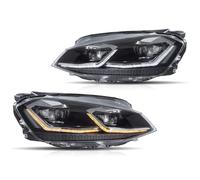 Himwqfuh Per Golf Mk7 2015-2017 Gruppo Faro Anteriore | Fari A LED Completi Con Aggiornamento DRL Abbaglianti E Anabbaglianti Faro Fanale Anteriori(Silver Lines)