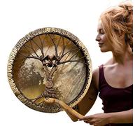 HINAA Tamburo sciamano con bacchetta, design decorativo albero della vita, tamburo sciamano progettato a mano con Beater, simbolo della musica spirituale siberiana, suono nitido e musicale