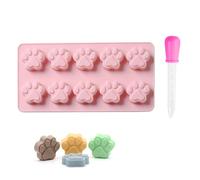 Hinapan 1 stampo per biscotti per cani, design zampe e ossa, riutilizzabili in silicone, rivestimento antiaderente per cioccolato, gelatina e cubetti di ghiaccio, con 1 pipetta (10)