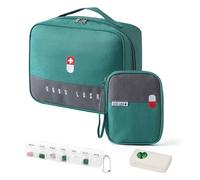 Hinapan 2 sacchetti per medicinali con grande capacità, impermeabile per il primo soccorso e farmacia da viaggio, borsa vuota per la casa, l'ufficio, il campeggio e le attività all'aperto